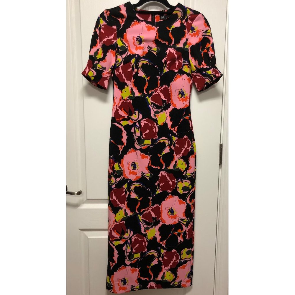 Zara Bodycon Floral Midi Dress size XS NWOT
